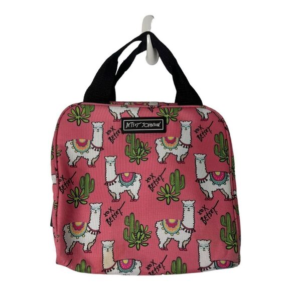 Betsey Johnson pink Lama and Cactus cooler lunch bag - Picture 1 of 4